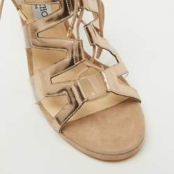 Jimmy Choo Beige Suede and PVC Dani Cut Out Sandals Size 39