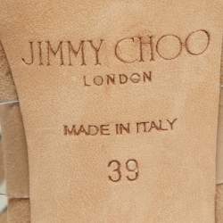 Jimmy Choo Beige Suede and PVC Dani Cut Out Sandals Size 39