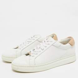 Pre Owned Jimmy Choo White Leather Romeo Lace Up Sneakers Size 39