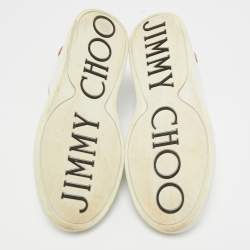 Pre Owned Jimmy Choo White Leather Romeo Lace Up Sneakers Size 39