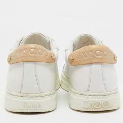 Pre Owned Jimmy Choo White Leather Romeo Lace Up Sneakers Size 39