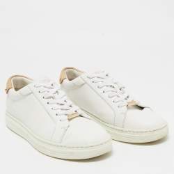 Pre Owned Jimmy Choo White Leather Romeo Lace Up Sneakers Size 39