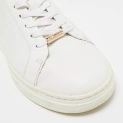 Pre Owned Jimmy Choo White Leather Romeo Lace Up Sneakers Size 39