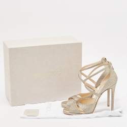 Jimmy Choo Gold Glitter Lorina Sandals Size 39.5