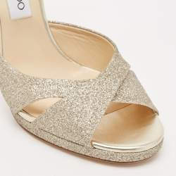 Jimmy Choo Gold Glitter Lorina Sandals Size 39.5