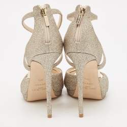 Jimmy Choo Gold Glitter Lorina Sandals Size 39.5