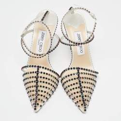 Jimmy Choo Transparent PVC Crystal Embellished Tamai Sandals Size 37.5