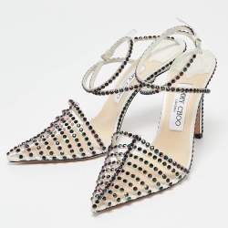 Jimmy Choo Transparent PVC Crystal Embellished Tamai Sandals Size 37.5