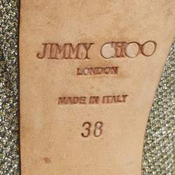 Jimmy Choo Silver/Gold Lurex Fabric Dahlia Peep Toe Pumps Size 38