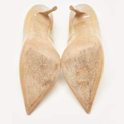 Jimmy Choo Beige Patent Leather Ava Pointed Toe Pumps Size 37
