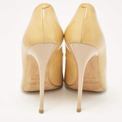 Jimmy Choo Beige Patent Leather Ava Pointed Toe Pumps Size 37