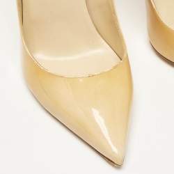 Jimmy Choo Beige Patent Leather Ava Pointed Toe Pumps Size 37