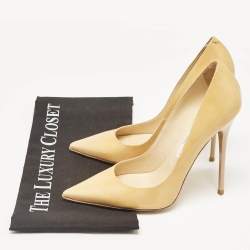 Jimmy Choo Beige Patent Leather Ava Pointed Toe Pumps Size 37