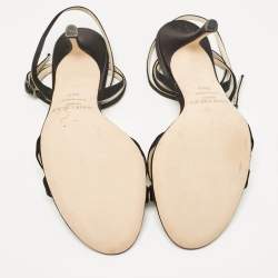 Pre Owned Jimmy Choo Black Satin Elaine Ankle Strap Sandals Size 38.5