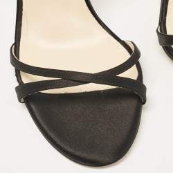 Pre Owned Jimmy Choo Black Satin Elaine Ankle Strap Sandals Size 38.5