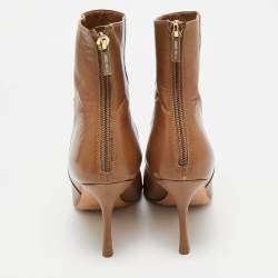 Pre Owned Jimmy Choo Brown Leather Pointed Toe Ankle Length Boots Size 37
