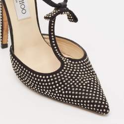 Jimmy Choo Black Studded Suede Talan T Strap Pumps Size 36