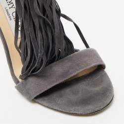 Jimmy Choo Grey Suede Ankle Strap Sandals Size 35.5