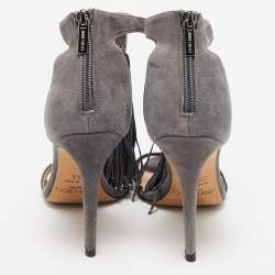 Jimmy Choo Grey Suede Ankle Strap Sandals Size 35.5