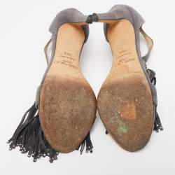Jimmy Choo Grey Suede Ankle Strap Sandals Size 35.5
