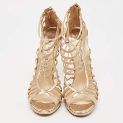 Jimmy Choo Beige Suede and Leather Dani Cut Out Sandals Size 39