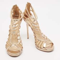 Jimmy Choo Beige Suede and Leather Dani Cut Out Sandals Size 39