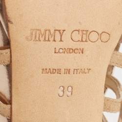 Jimmy Choo Beige Suede and Leather Dani Cut Out Sandals Size 39