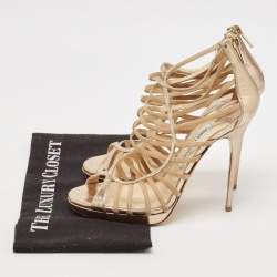 Jimmy Choo Beige Suede and Leather Dani Cut Out Sandals Size 39