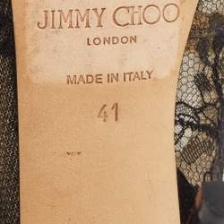 Pre Owned Jimmy Choo Black Lace and Suede Strappy Sandals Size 41