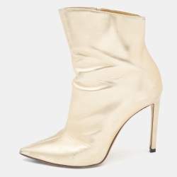 Jimmy Choo Gold Patent Leather Knee Length Boots Size 36.5