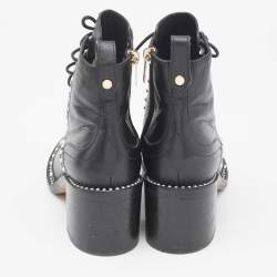 Jimmy Choo Black Leather Studded Ankle Boots Size 36.5