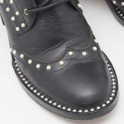 Jimmy Choo Black Leather Studded Ankle Boots Size 36.5