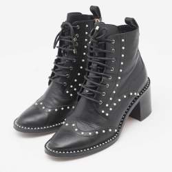 Jimmy Choo Black Leather Studded Ankle Boots Size 36.5