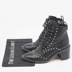 Jimmy Choo Black Leather Studded Ankle Boots Size 36.5