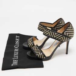 Jimmy Choo Black/Gold  Leather Ankle Strap Sandals Size 36.5