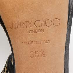 Jimmy Choo Black/Gold  Leather Ankle Strap Sandals Size 36.5