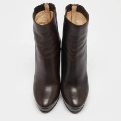 Jimmy Choo Brown Leather Pointed Toe Ankle Length Boots Size 37