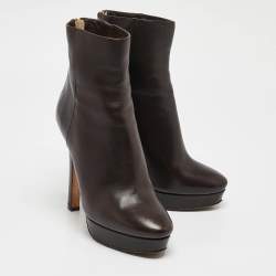 Jimmy Choo Brown Leather Pointed Toe Ankle Length Boots Size 37