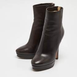Jimmy Choo Brown Leather Pointed Toe Ankle Length Boots Size 37
