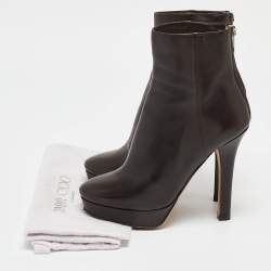 Jimmy Choo Brown Leather Pointed Toe Ankle Length Boots Size 37