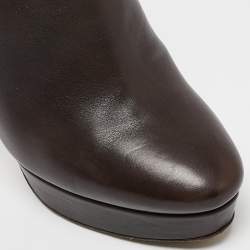 Jimmy Choo Brown Leather Pointed Toe Ankle Length Boots Size 37