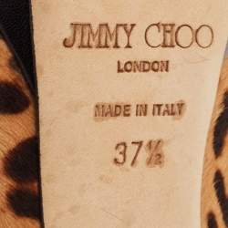 Jimmy Choo Brown/Beige Calf Hair and Leather Cosmic Platform Pumps Size 37.5
