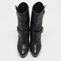 Jimmy Choo Black Leather Ankle Length Boots Size 37