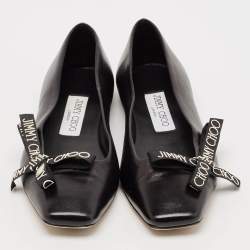 Jimmy Choo Black Leather Bow Veda Ballet Flats Size 36