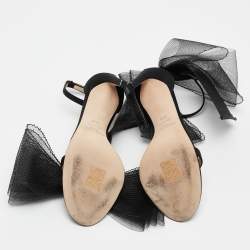 Jimmy Choo Black Grosgrain and Mesh Aveline Sandals Size 36.5
