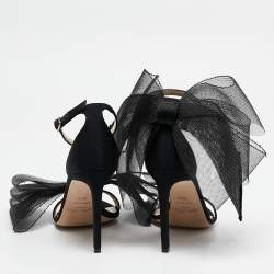 Jimmy Choo Black Grosgrain and Mesh Aveline Sandals Size 36.5