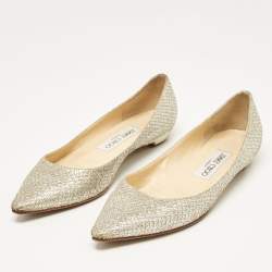 Jimmy Choo Silver Glitter Romy Ballet Flats Size 36