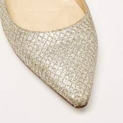 Jimmy Choo Silver Glitter Romy Ballet Flats Size 36