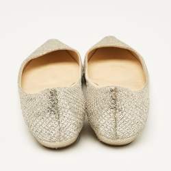 Jimmy Choo Silver Glitter Romy Ballet Flats Size 36