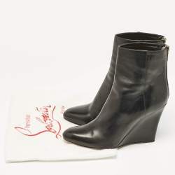 Jimmy Choo Black Leather Wedge Ankle Boots Size 37
